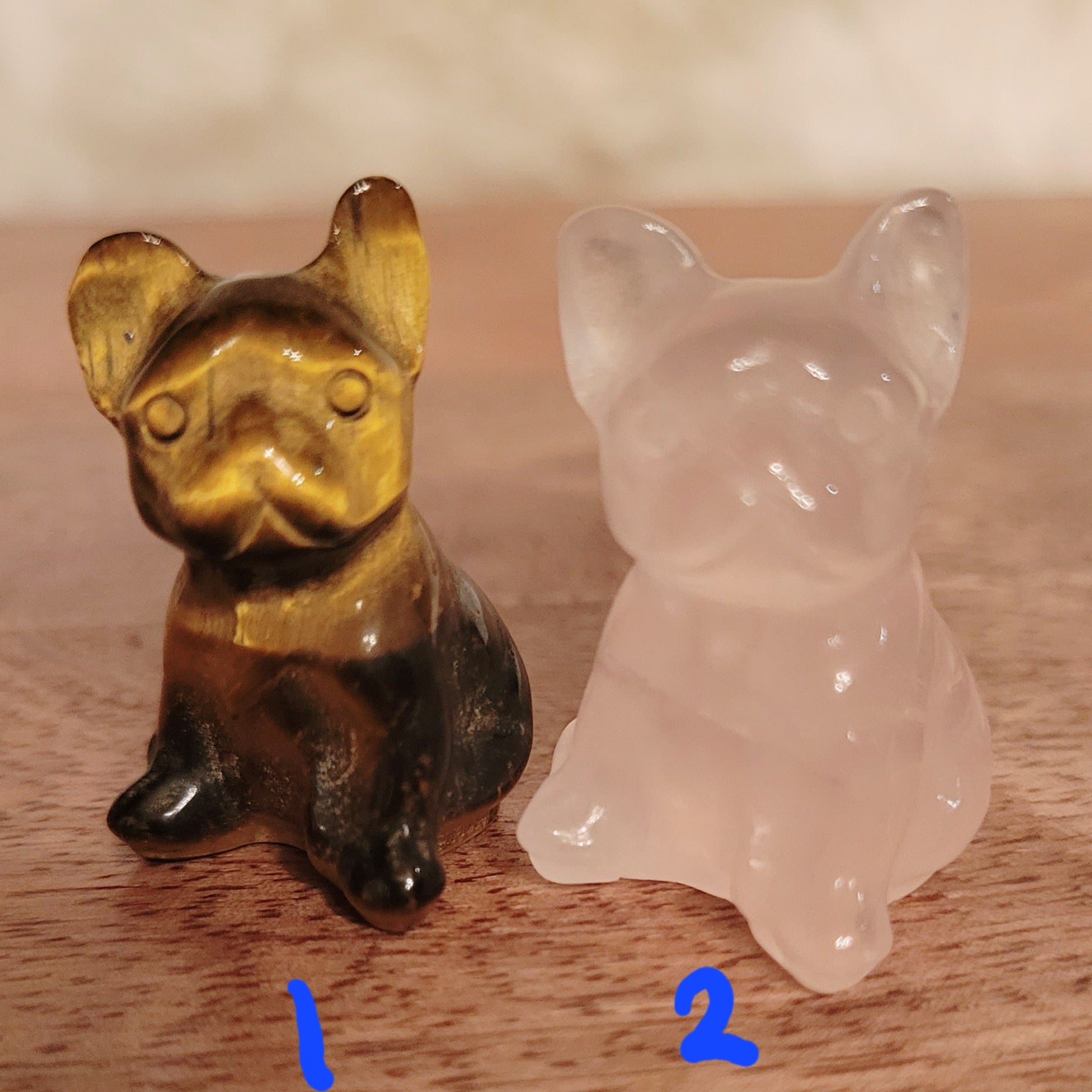 Miniature French Dogs, Pugs, Boston Terriers, Mini Dogs, Crystal Carvings, Adorable! Different Materials