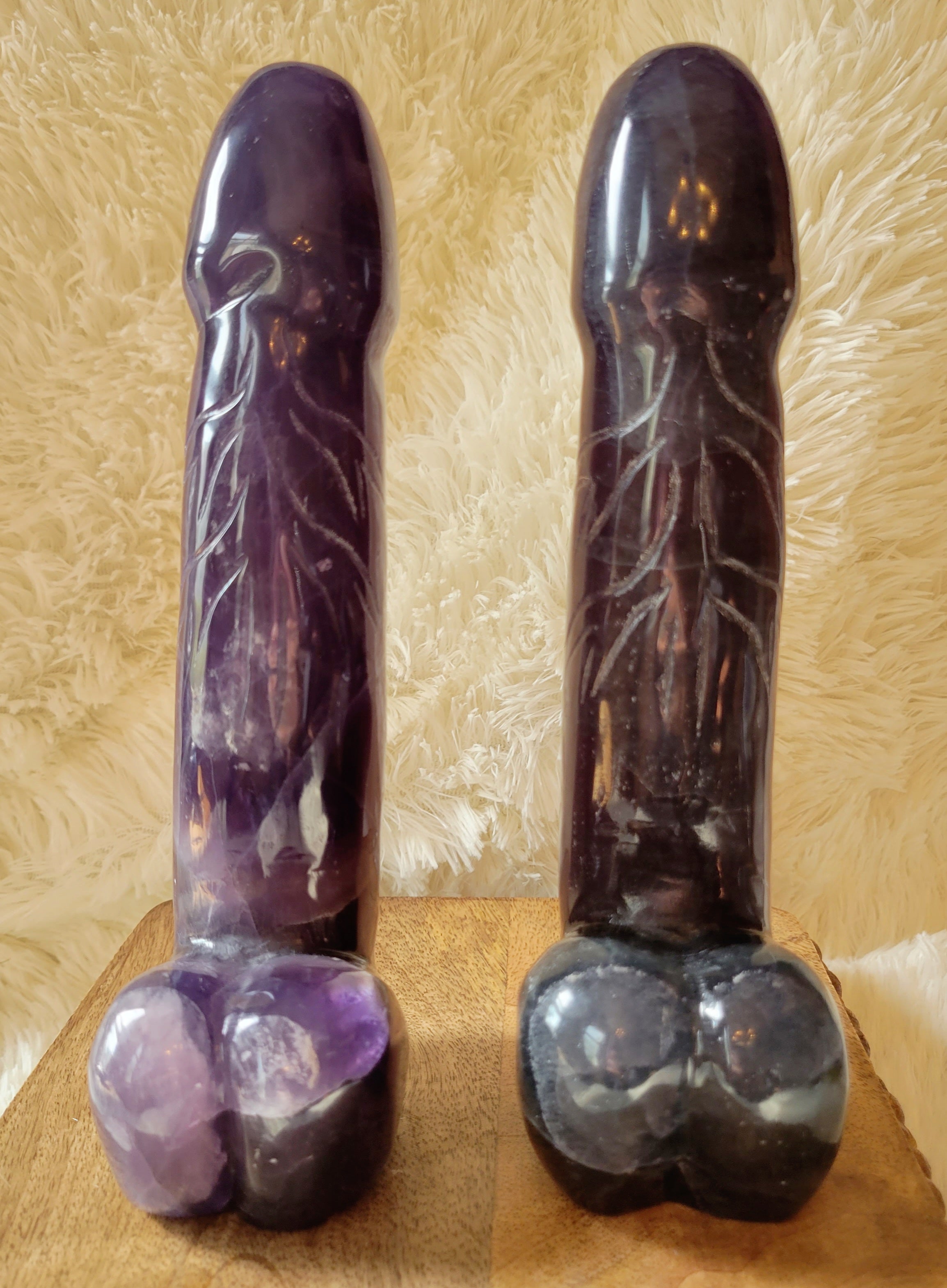 Crystal Carving, Large Penis, Phallus, Men's Parts, Gorgeous Purple Indigo Fluorite with Beautiful Banding!