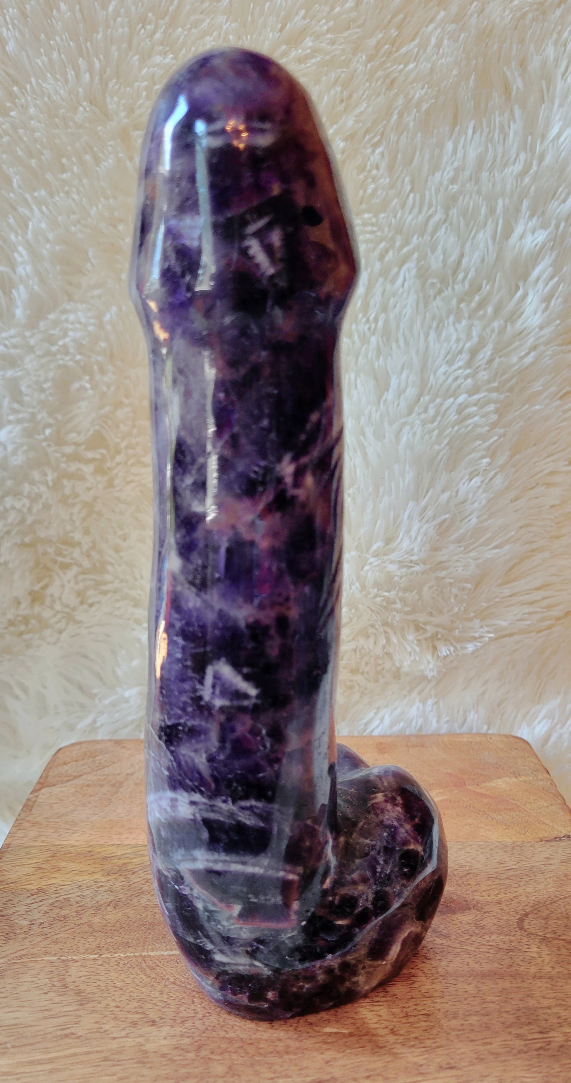 Crystal Carving, Large Penis, Phallus, Men's Parts, Gorgeous Dream Amethyst with Beautiful Chevron Banding!